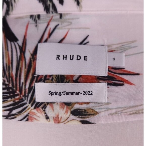 Rhude Hawaiian Shirt Size S Mens Pink Multi S/S 2022 NWT - Picture 9 of 13